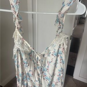 Free People Floral Lace Bodysuit - Cream and Blue